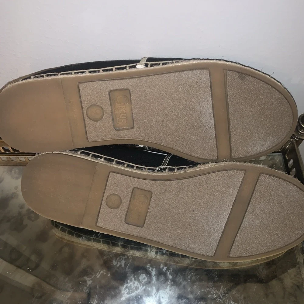 Circus by Sam Edelman Womens Espadrille Flats 9M Black Beach Babe Canvas Leather
